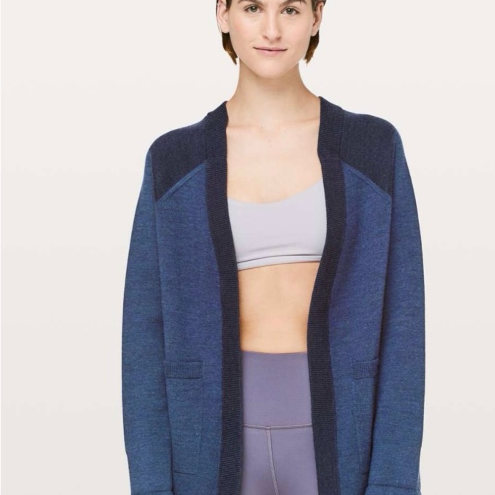 Women's Blue Open-Front Sweater